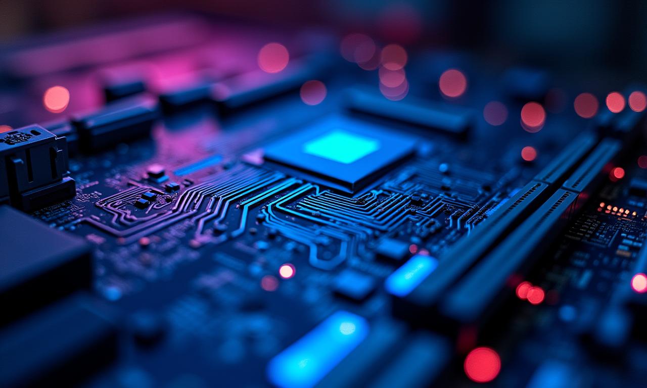고성능 메인보드 클로즈업 이미지